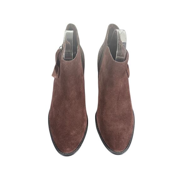 Vionic Anne Brown Suede Leather Ankle Boots Sz 7.5 Comfort Zip Block Heel Bootie - Picture 3 of 8